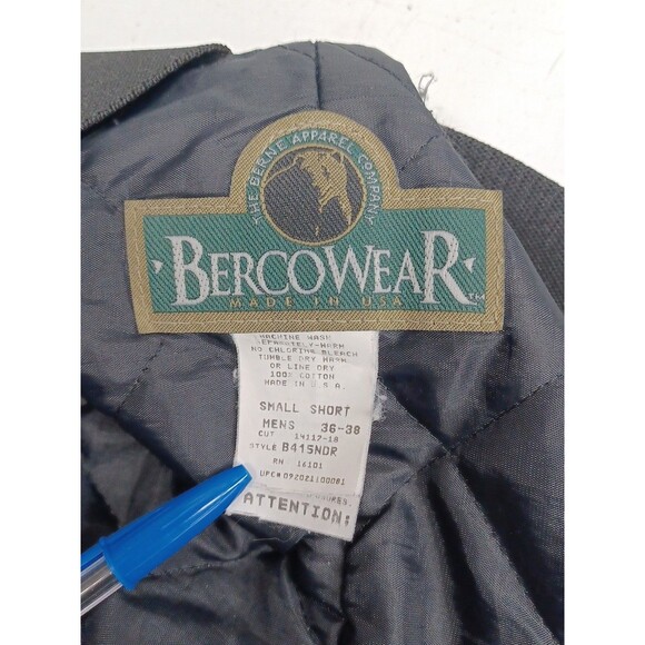 Vtg Bercowear Bib Coveralls Mens 36-38 Short USA Insulated Canvas Work Blue - Picture 10 of 11